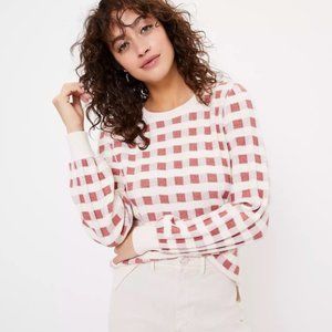 LOFT Gingham Sweater, Size Large, EUC